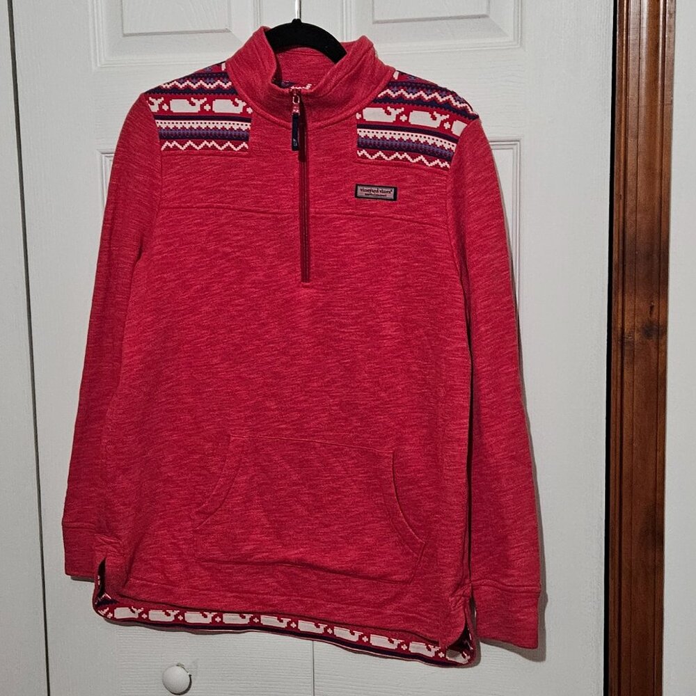 Ladies Medium Vineyard Vines Quarter Zip Red